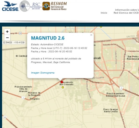 Se registran 2 sismos en Mexicali