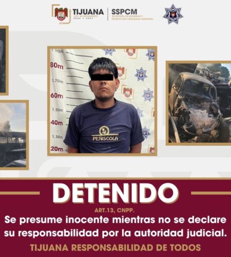 Policía Municipal detiene a presunto responsable de incendio en taller en Tijuana