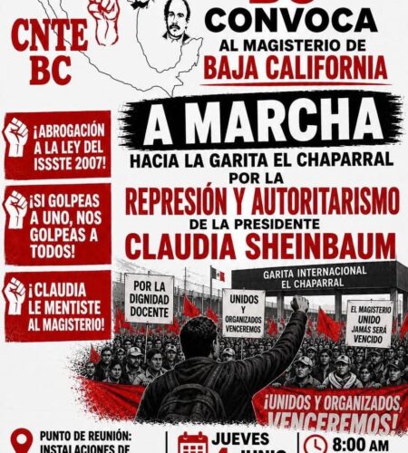 Maestros de la CNTEBC anuncian bloqueo en la garita de El Chaparral