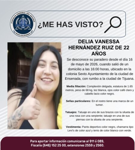 Joven de Ensenada desaparece tras salir rumbo a Tijuana y no regresar