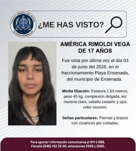 Buscan a América Rimoldi Vega de 17 años