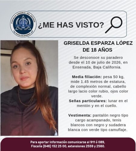 Buscan a adolescente de 18 años desaparecida en Ensenada