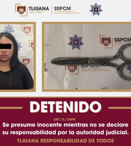 Mujer agredió y amenazó a su pareja, dañó su vehículo y fue detenida en Tijuana