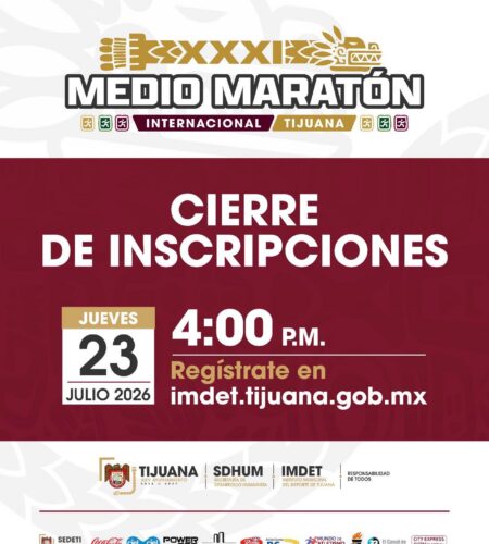 Invitan a inscribirse en el 31 Medio Maratón Internacional de Tijuana 2026