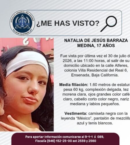 Joven salió de su casa en Ensenada y desapareció