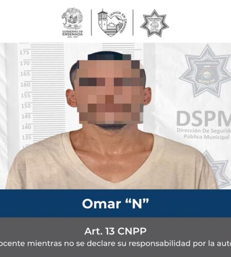 Detenido por violencia familiar tras golpear a su esposa e hijo en Ensenada