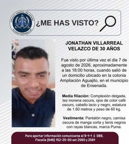 Desde el 7 de agosto perdieron contacto con Jonathan Villarreal Velazco