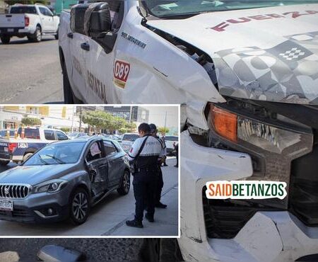 Patrulla de la FESC invade carril contrario y provoca choque
