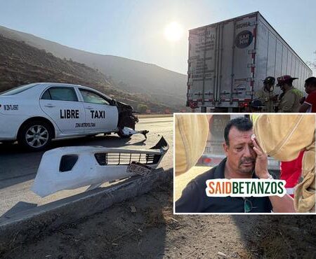 Conductor de taxi se queda dormido y choca contra tráiler en el Bulevar 2000