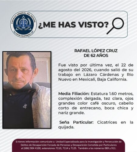 Desapareció tras salir de su trabajo y aún no aparece