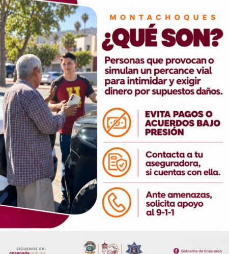 Refuerzan prevención ante extorsiones viales tipo “montachoques” en Ensenada