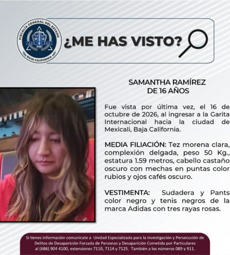 Menor de 16 años cruzó la garita hacia Mexicali y desapareció