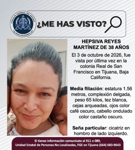 Buscan a Hepsiva Reyes Martínez, de 38 años, en Tijuana